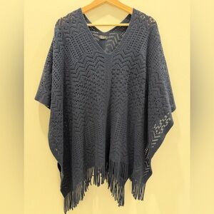 Navy Knit Women's Poncho